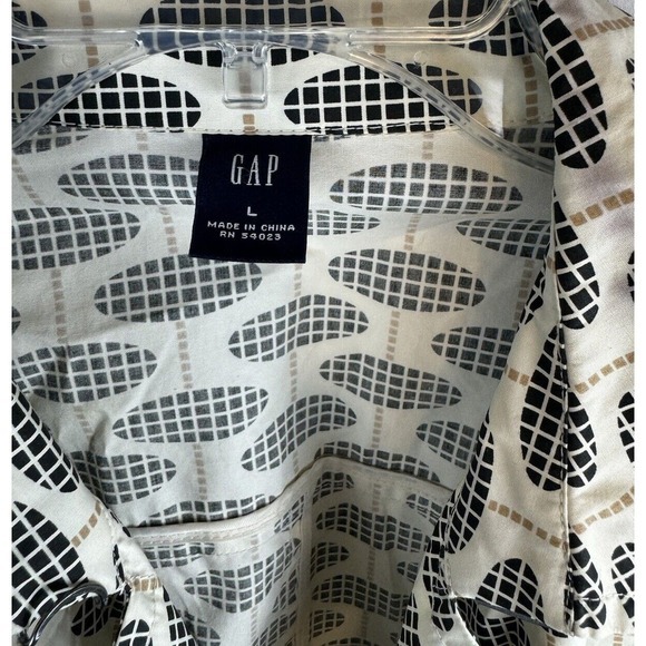 GAP‎ Double Breasted Trench Coat Belted Geo Print Button Up L Chic Vintage 58-02 - Picture 7 of 15